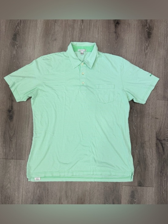 Peter Millar Other - Peter Millar Light Mint Green Striped Golf Polo with Chest Pocket Size Large